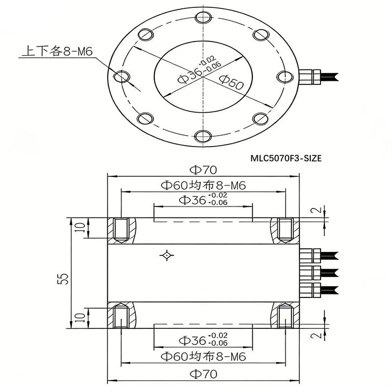 MLC5070F3 Cylindrical Three-component Force Sensor FxFyFz MLC5070F3 Cylindrical Three-component Force Sensor FxFyFz
