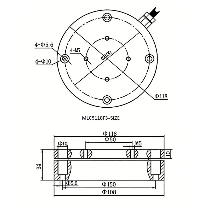 MLC5118F3 Cylindrical Three-component Force Sensor FxFyFz MLC5118F3 Cylindrical Three-component Force Sensor FxFyFz