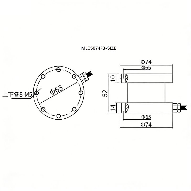 MLC5074F3 Cylindrical Three-component Force Sensor FxFyFz MLC5074F3 Cylindrical Three-component Force Sensor FxFyFz