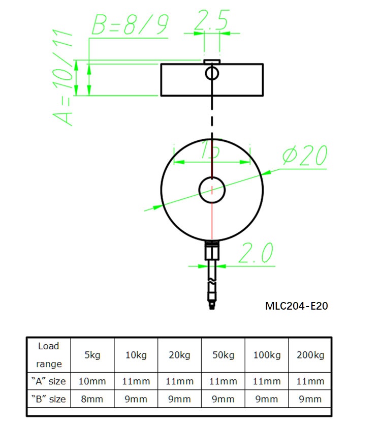 MLC204E Miniature Force Load Cell 5-200kg-MANYYEAR TECHNOLOGY