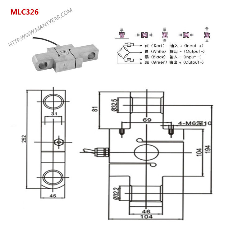 MLC326 Crane Scale Load Cell 10Ton Tension Sensor Alloy/Stainless Steel for Hopper Scale-MANYYEAR TECHNOLOGY