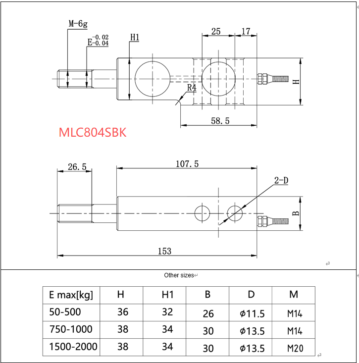 MLC804SBK Batching Scale Load Cell 50-1000kg Packaging Scale Load Cell Industrial-MANYYEAR TECHNOLOGY