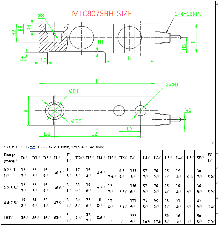 MLC807-SBH Electronic Platform Scale Load Cell 0.22-10 Ton Packaging Scale Load Cell Industrial-MANYYEAR TECHNOLOGY